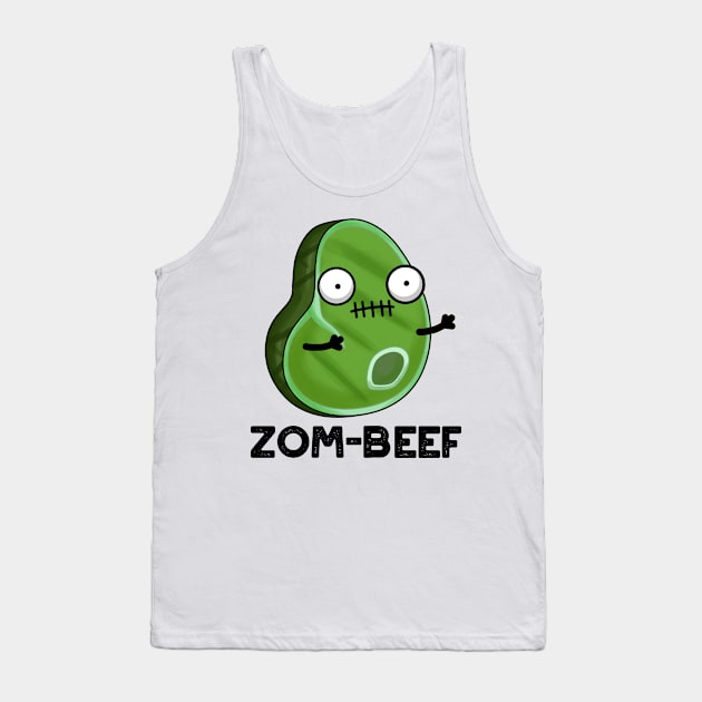 Zom-beef Cute Halloween Zombie Meat Pun Tank Top by punnybone